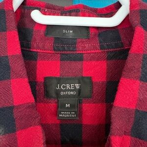 J. Crew Red and Black Checkered Oxford Shirt